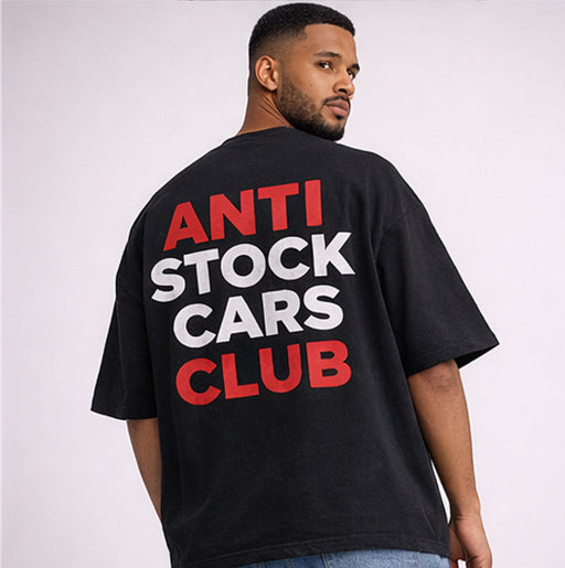Anti Stock Cars Club Back Print Oversized Tee